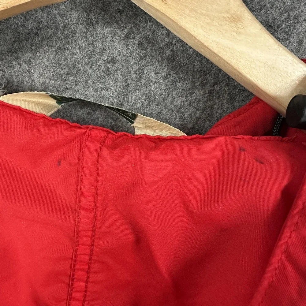 Vintage L.L.Bean Anorak Pullover Jacket Mens Large Red Nylon 1/4 Zip Hooded USA
